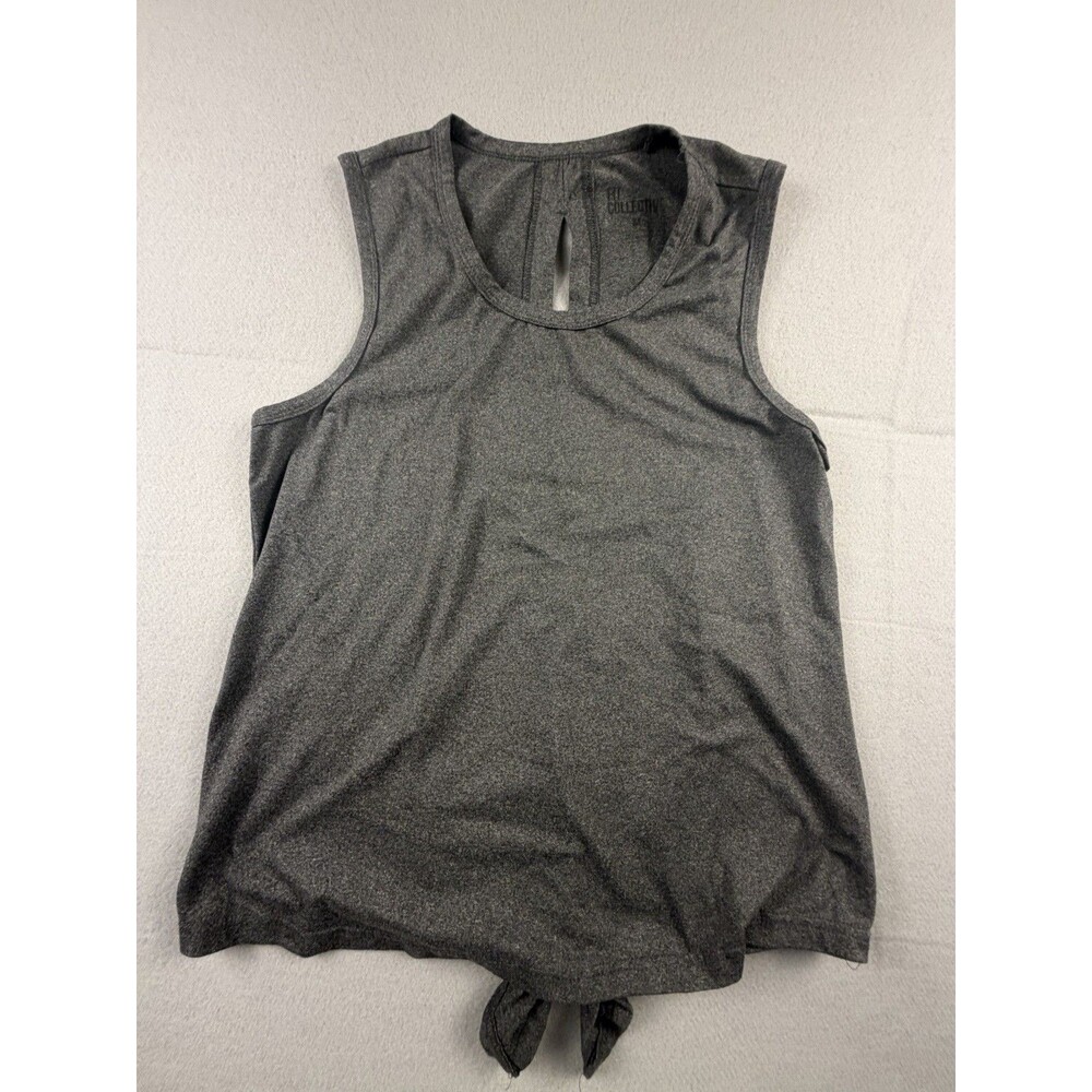 The Collective Gray Sleeveless Tie Front Scoop Neck Polyester Tank Top M